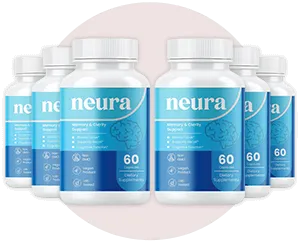 Multiple Neura supplement bottles showing a value package with 60 capsules each