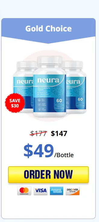 Neura gold choice package with three bottles priced at $49 per bottle