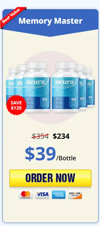Neura memory master package with six bottles showing discounted price per bottle